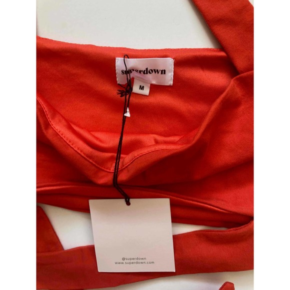 Superdown Revolve Elva Wrap Halter Tie Top Orange Size Medium - Picture 7 of 8